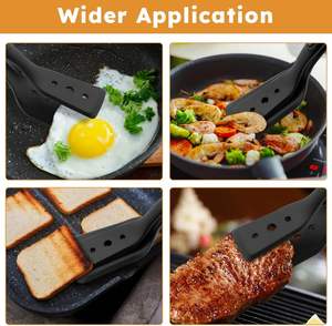 ที่หมุนไข่ซิลิโคนและไม้พาย2-in-1ที่หนีบอาหารทนความร้อนสำหรับแพนเค้กขนมปังฝรั่งเศสและไข่เจียว - Product Image 6