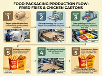 Boîtes à frites en papier personnalisées en gros, emballages alimentaires à ouverture supérieure pour frites, poulet frit, fournitures pour restaurants de restauration rapide