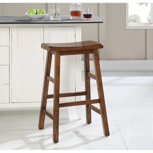 Taburete alto de madera de nogal SINTERIOR de 53 cm, sin respaldo, con asiento tipo silla de montar, para encimera de cocina o comedor. - Product Image 5
