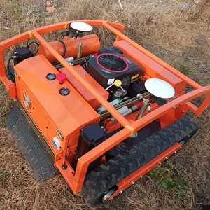 Biçme çim kesme kumandalı paletli lastik parça çim biçme makinesi uzaktan kumanda ile