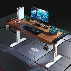 โต๊ะเกมมิ่ง Smart Rising: หน้าโต๊ะแบบสองพื้นผิว (ไม้/คาร์บอนไฟเบอร์) สถานีทำงานปรับระดับด้วยระบบไฟฟ้าสำหรับห้องนอนและสำนักงาน - Product Image 5