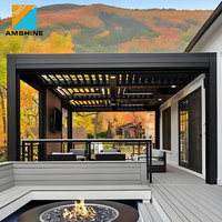Pergola en aluminium à toit à persiennes double couche, protection contre les intempéries, imperméable, motorisée, pour jacuzzi, spa extérieur