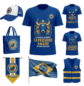 Conjunto Completo Personalizado de Camiseta, Gorra, Bandera, Bolso Tote y Chaleco de Poliéster con Patrón Formal del Carnaval de Parintins, Brasil, Garantizado, de Secado Rápido - Product Image 2