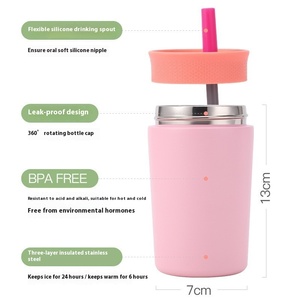 Offre Spéciale – Gobelet Isotherme pour Enfants 12oz, Mini Tasse en Acier Inoxydable 304 avec Paille en Silicone, Nouveau Style, pour Café et Jus - Product Image 4