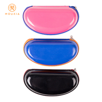 Étui à lunettes en PU brillant avec fermeture éclair contrastante, boîte à lunettes étanche pour rangement