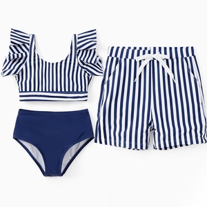 Traje de Baño Personalizado con Mangas de Hoja de Loto, MOQ 50, Conjunto Familiar de 6 Piezas, Bikini, Ropa de Playa para Mujer, Traje de Baño de Lujo - Product Image 1