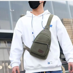 Men's <b>Canvas</b> Crossbody <b>Bag</b> Khaki <b>Large</b> Capacity Ultralight Chest <b>Bag</b> For Leisure Travel Spring 2025 - Product Image 1