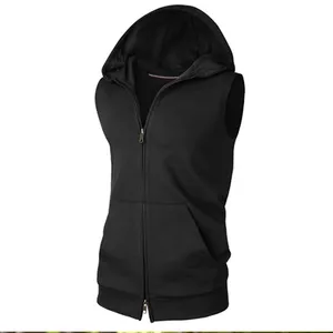 Custom Full Zipper Up Sleeveless Gym Workout Mens men gym sleeveless with hoodie