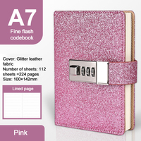 Carnet portable Shanqi MMB-1020 A7 avec serrure à code, couverture rigide personnalisée en cuir PU, reliure cousue, idéal pour cadeau - Vente en gros