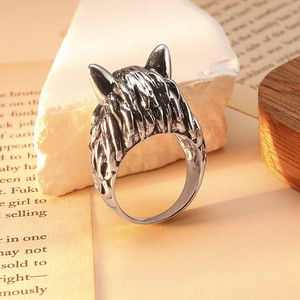 Wholesale Vintage 3D Wolf Head <b>Ring</b> for <b>Men</b>, Alloy Antique <b>Silver</b> Plated Animal Totem Punk Gothic Fashion Finger Band Unisex - Product Image 3