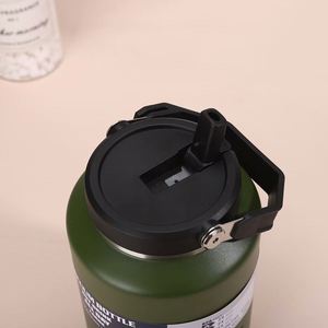New Large-Capacity <b>Thermos</b> Cup 304 Stainless Steel Double-Layer Vacuum Barrel Handle Outdoor Portable Exercise Design Double - Product Image 4