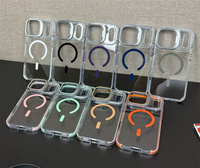Coque transparente magnétique avec béquille et anneau pour iPhone 17 Pro Max, anti-jaunissement, compatible avec la recharge sans fil