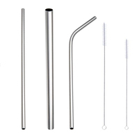 Ensemble de pailles en acier inoxydable pliables de qualité alimentaire, respectueuses de l'environnement, pour gobelets, couleur argent, pour la maison et le bar, BOTHWINNER, moderne