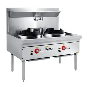 เชิงพาณิชย์เปลวไฟสีฟ้า2เตากระทะกระทะ Lpg Cooktop บิ๊ก2เตาก๊าซหุงต้มเตาแก๊สในยืน