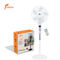 Ventilateur sur pied rétro 16-18 pouces avec télécommande, finition chromée, 5 pales, pour refroidissement scolaire