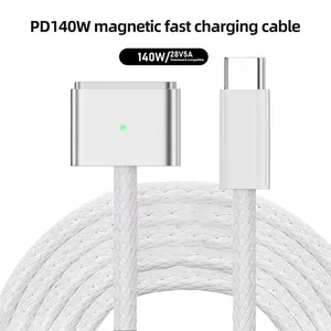 Câble USB magnétique de type C de haute qualité, 2 m, 140 W, 28 V/5 A, charge rapide, gaine en nylon, garantie de 12 mois pour les appareils Macbook, blindé - Product Image 2