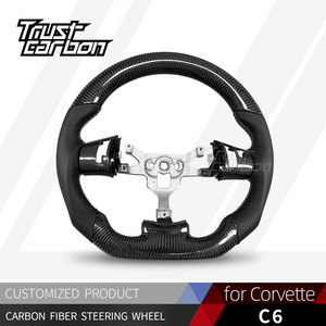 Volante in Fibra di Carbonio Personalizzato per Chevrolet <span class=keywords><strong>Corvette</strong></span> C6 Z06 2005-2013 Camaro SS <span class=keywords><strong>Corvette</strong></span> C7 C8 con Pelle Traforata - Product Image 2