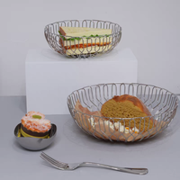Cesta Redonda de Alambre Metálico Premium, Organizador de Cocina Multiusos Resistente para Almacenar Frutas, Pan, Verduras y Aperitivos