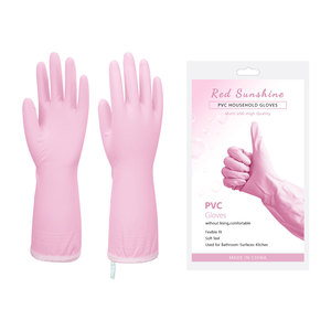 Gants ménagers réutilisables en PVC avec boucle de suspension, manchette élastique, imperméables, pour la vaisselle et le nettoyage de cuisine, sans latex - Product Image 1
