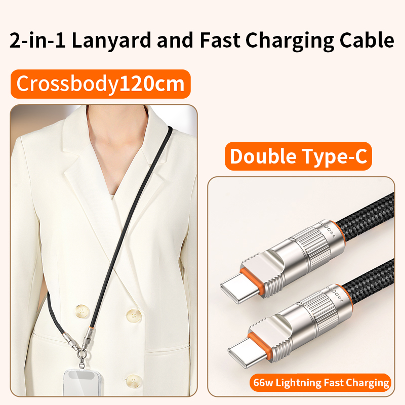สีดำ-Double Type-C-Crossbody