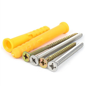 Ancres murales en plastique jaune 3/16'' avec <span class=keywords><strong>vis</strong></span> en acier inoxydable, bouchon d'ancrage en nylon pour tuyau, boulon d'ancrage, <span class=keywords><strong>vis</strong></span> d'<span class=keywords><strong>expansion</strong></span> en acier au carbone - Product Image 1