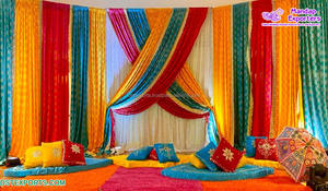 Telón de fondo multicolor cortinas para evento Mehndi fondos coloridos para evento de boda Floral Multicolor telón de fondo para Mehndi NightUSA - Product Image 2