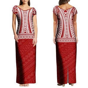 Abito polinesiano personalizzato di alta qualità con <span class=keywords><strong>spalle</strong></span> <span class=keywords><strong>scoperte</strong></span> grande scollo a V abito lungo taglie forti da donna Maxi abiti da sera - Product Image 3