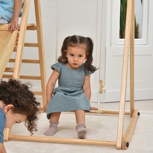 5 trong 1 sân chơi trong nhà Montessori Toddler chơi thiết lập gấp phòng tập thể dục bằng gỗ pickler tam giác leo khung với Swing trượt - Product Image 6