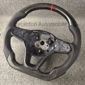 Ventes directes Factony cuir perforé fibre de carbone coutures noires pour volant de voiture Volkswagen Golf MK7 MK8 - Product Image 3