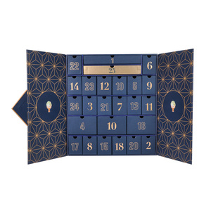 Hot 25 Days Countdown Cosmetic Custom Printed Cardboard Empty Advent Calendar Gift Box Packaging