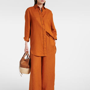 <span class=keywords><strong>Pantaloni</strong></span> Larghi in <span class=keywords><strong>Lino</strong></span> da Donna su Misura in Marrone, <span class=keywords><strong>Pantaloni</strong></span> con Elastico in Vita, Stile Casual, Taglia XL, Vestibilità Comoda per l'Estate - Product Image 2