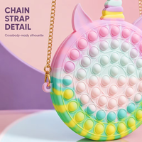 Porte-monnaie licorne en silicone souple, sac bandoulière anti-stress, pochette macaron colorée, grande et petite taille, vente en gros
