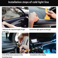 Bande lumineuse LED pour voiture, alimentée par USB, lampe d'ambiance décorative intérieure, lumière froide, néon, pour tableau de bord et console automobile