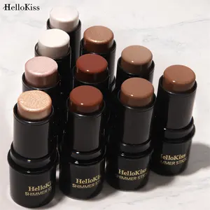 HelloKiss Concealer riasan wajah 10 warna, pena kontur Highlight tiga dimensi