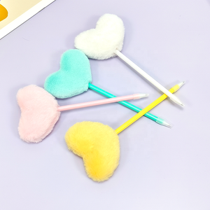 Stylo en forme de cœur neutre, imitation lapin rex, cadeau, fabrication en gros de boules de fourrure moelleuses et mignonnes, créatives, en peluche - Product Image 4