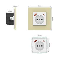 Prise murale standard européenne en alliage d'aluminium, panneau Schuko, prise de courant avec port de charge USB 16A 250V pour la maison et l'hôtel