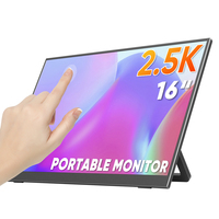 Écran portable LCD IPS 2,5K de 16 pouces, HDR, tactile, ultra-plat, avec support intégré, connectivité USB-C, 100 % direct usine