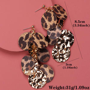 Pendientes exagerados con estampado de leopardo largo para mujer, gran oferta, joyería al por mayor - Product Image 6
