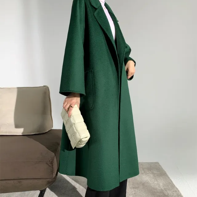 Factory Manufacture Wholesale High Quality ladies plain dyed woolen coat Luxury womens long fashionable wool coats