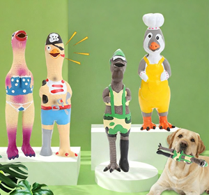 Giocattoli per Cani in Gomma: Confezione da 5 Pezzi (Pollo, Agnello, Hamburger) Senza Imbottitura, con Corda, Palla in Pelle Interattiva, Luminoso e Fischietto - Product Image 1