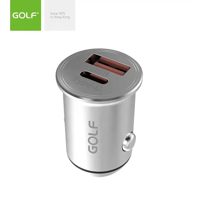 Custom Logo Car Accessories 4.8A PD 45W Quick Charge Type C USB Dual USB Slim Zinc Alloy Car Adapter Portable Car Charger OEM