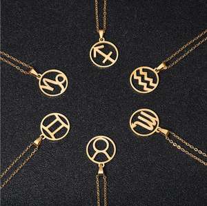 Unisexe Élégant En Acier Inoxydable 12 Constellation Pendentifs Charme Chaîne En Or Ras Du Cou symbole Astrologie Colliers Signe Du Zodiaque Collier - Product Image 2
