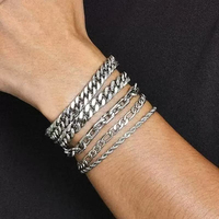 Set Gelang Pria Cuban Terlaris, Bahan Stainless Steel Anti Air dan Tidak Luntur
