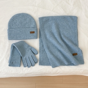Set Tre Pezzi da <span class=keywords><strong>Donna</strong></span>: <span class=keywords><strong>Sciarpa</strong></span> Lavorata a Maglia Tinta Unita, Cappello <span class=keywords><strong>e</strong></span> <span class=keywords><strong>Guanti</strong></span>, Stile Coreano Versatile, Spesso <span class=keywords><strong>e</strong></span> Caldo per Autunno <span class=keywords><strong>e</strong></span> Inverno - Product Image 1