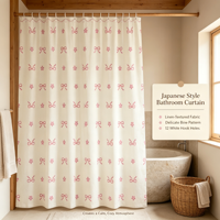 Rideau de douche en tissu polyester imperméable à imprimé petites fleurs et nœud rose mignon, rideau de salle de bain décoratif Coquette