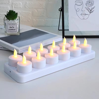 Lot de 12 bougies chauffe-plat LED rechargeables sans flamme avec télécommande USB pour la maison, les restaurants, le mariage et la décoration de Noël