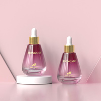 Vente en gros Flacon compte-gouttes vide rond en forme d'ampoule 30ml 50ml verre transparent dépoli parfum cosmétique huile essentielle