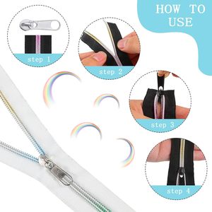 Cầu Vồng nylon #5 dây kéo răng 20 kéo với điểm dừng hàng đầu cho tự làm may thủ công trang trí giày-đen & trắng - Product Image 4