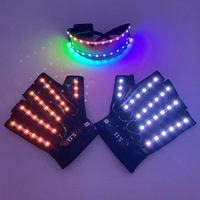 Set Sarung Tangan Kacamata LED dengan Warna Remote Control Populer untuk Pesta Rave dan Pertunjukan Tari