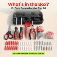 Ensemble d'outils à main portables à usage général de 45 pièces avec boîte de pièces détachées pour les réparations d'urgence